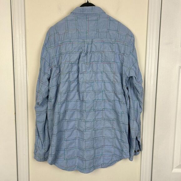 Vintage The Territory Ahead Men's Large Textured Check‎ Cotton Button Down Blue - Picture 4 of 5